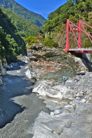 Inside the Taroko Gorge; lots of marble around