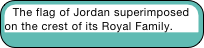 The flag of Jordan superimposed on the crest of its Royal Family. 