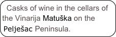 Casks of wine in the cellars of the Vinarija Matuška on the Pelješac Peninsula.
